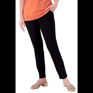 Denim & Co. Women's Active Duo Stretch Slim Straight Pants Black - Petite